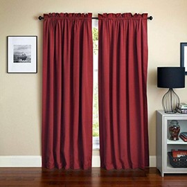 Blazing Needles Twill Drapery Panel (Set of 2), 84" by 52", Ruby Red