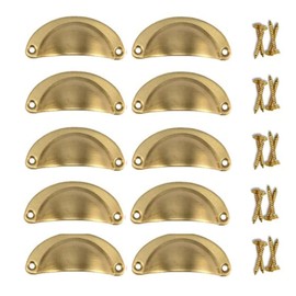 ACBBMNS 30pcs Shell Cup Handles Half Moon Vintage Cupboard Door Knobs Kitchen Cabinet Drawer Cupped Pulls Antique Shell Pulls with Screws (Brass Look)