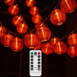 Dreamworth Red Lantern String Lights 19.6ft/6m 40 LEDs Hanging Lanterns Battery Operated String Lights with Remote Control for Chinese New Year,Spring Festival,Wedding,Party Decoration,Christmas