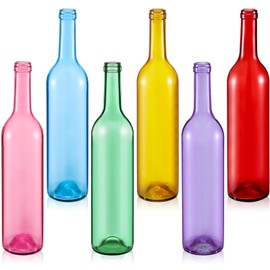 Zhehao 6 Pcs Decorative 750ml Empty Wine Bottles Summer Colored Glass Bottles for Bottle Tree for Garden Outside Home Room Spring Summer Party Outdoor Indoor Decor (Cute Color)