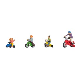 NOCH H0 Figures Models "Children on Children's Bikes", Moving Figures Made of Plastic, H0 Scale for Realistic Miniature Scenes