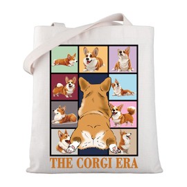 WSNANG Corgi Era Tote Bag - Dog Lover Shoulder Bag, Reusable Grocery Bag, Mom Gifts (CA The Corgi TB)