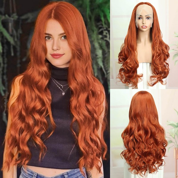 Queentas Ginger Lace Front Glueless Wig 13x3 Long Curly Wigs