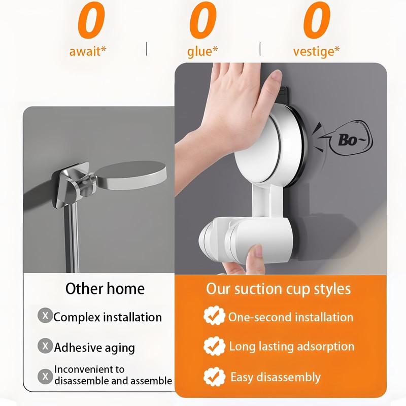 Shower Head Holder, Strong Suction Cup Shower Bracket,Height Adjustable Lightweight