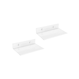 Z metnal Small Floating Shelves, Mini Metal Display Shelf for Collection Action Figures, 150mm Decor Wall Shelf, Aluminum, Wall Mounted, White, 6 inch, 2 Pack