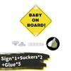 ASSURED SIGNS Baby On Board Sign with Suction Cups,Baby Safety