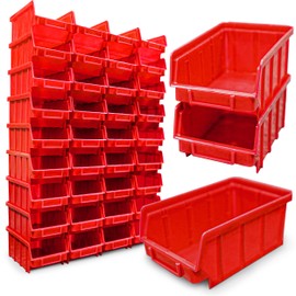 20 x Stacking Boxes Red Size 2 Workshop Garage Storage Boxes 175 x 103 x 76 mm Storage Boxes Red Storage Boxes for Small Parts Storage Stacking Box Polypropylene
