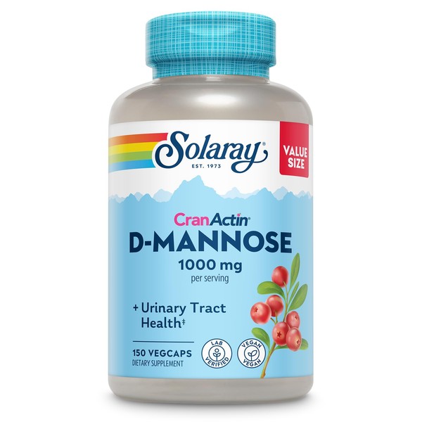 Solaray D-Mannose 1000mg with CranActin Cranberry Supplement 400mg, Urinary Tract