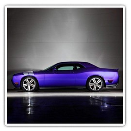 Square Stickers (Set of 2) 7.5cm - Purple Challenger Sports Muscle Car 46225
