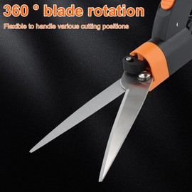 Grass Shears Handheld, Grass Clipper Cutter Plant Cutting Scissors, Stainless Steel Hand Lawn Scissors, Ultra-Sharp Grass Shears Manual Multifunction Gardening Trimming Shears 360 Degree Swivel Blades