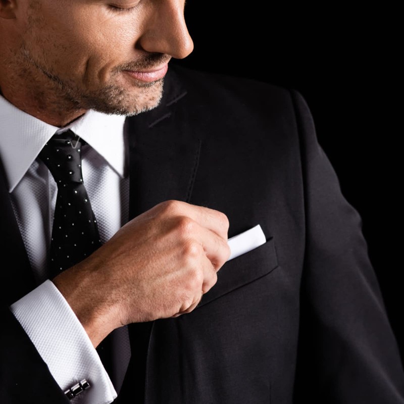 Mr.Van 100% Silk Pocket Square for Men, Elegant, White, Soft,