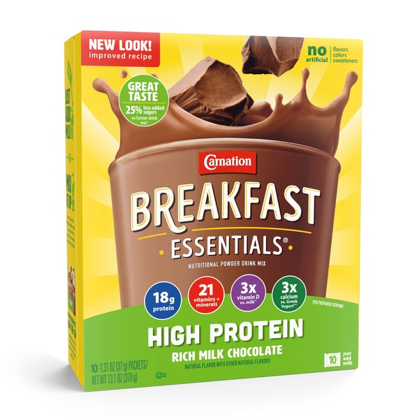 Carnation Breakfast Essentials High Protein Powder Drink Mix, Rich Milk
