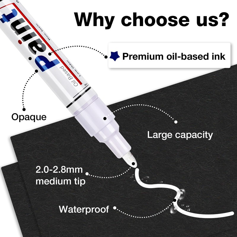 DAPAWIN White Paint Pen Permanent Marker Waterproof 4 Pack Outdoor