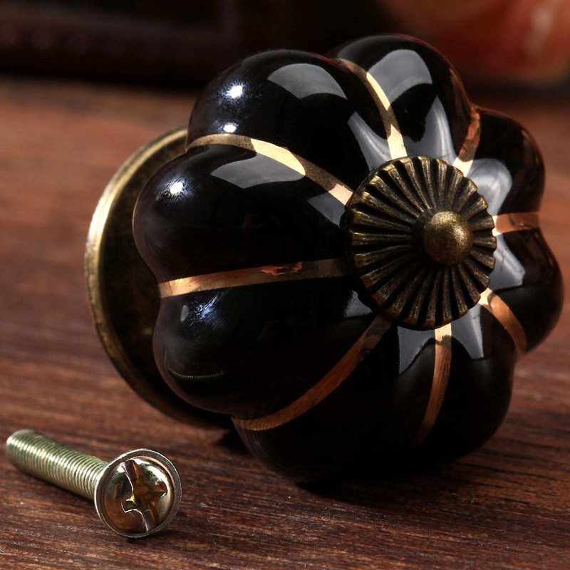 Mgoodoo 10 Pcs Black Ceramic Door Knobs for Cupboard Cupboard