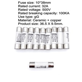 JZK Ceramic Fuses 32 Amp 32 A R015 RT18 10 x 38 500V Cylindrical Ceramic Tube Fuse Insert Pack of 10