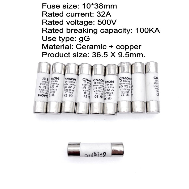 JZK Ceramic Fuses 32 Amp 32 A R015 RT18 10