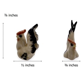 WitnyStore Winzige ½ lange braune schwarze Hahn-Figur – Huhn, Huhn, Küken, Keramikfiguren, Miniatur, Geflügel, Bauernhof, Tier, dekoratives Sammlerstück, handgefertigtes bemaltes Porzellan, Geschenk,