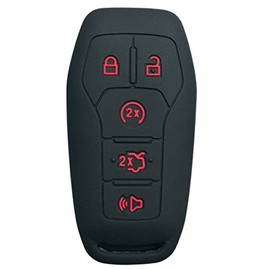 Coolbestda Silicone Key Fob Cover Case Skin Jacket for Ford F-150 Lincoln Fusion MKZ Mustang MKC 5 Buttons Smart Key Black