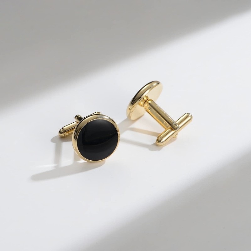 UJOY Cufflinks and Studs Set Blanks Round 4 Colors Shirt