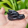 TEAMWILL 2" Natural Obsidian Crystal Dragon Head Statue Realistic Black