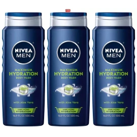 Nivea Men Maximum Hydration 3-in-1 Refreshing Body Wash with Aloe Vera-Pack of 3