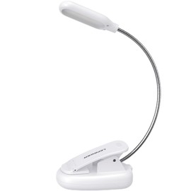 LEPOWER Clip on Book Light/Reading Light/Clip Light with 5 LED Eye Care, 3 Color Changeable, Portable Reading Lamp, Battery Operated, Bed Light for Kids, Bookworms, Students(White)