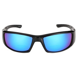 Mass Vision The Contender Polarized Full Frame Sport Wrap Bifocal Sunglasses (Open Road Blue, 2.5)