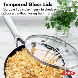 OXO Agility 3QT Chef’s Pan with Glass Lid, Ceramic Nonstick Cookware PFAS-Free, Induction Suitable, 600°F Oven Safe, Durable Versatile Cookware for Healthy Quick & Even Cooking, Dishwasher Safe, Black