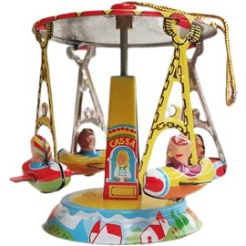 O012 Tin Toy Ornament Carousel Merry Go Round Christmas Tree Retro