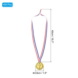 PATIKIL 1.5" Mini Gold Winner Award Medals, 50 Pack Plastic Golden Award Medals 1st Prize Medals with Ribbon for Table Tennis Games Sports Competitions Party Favors