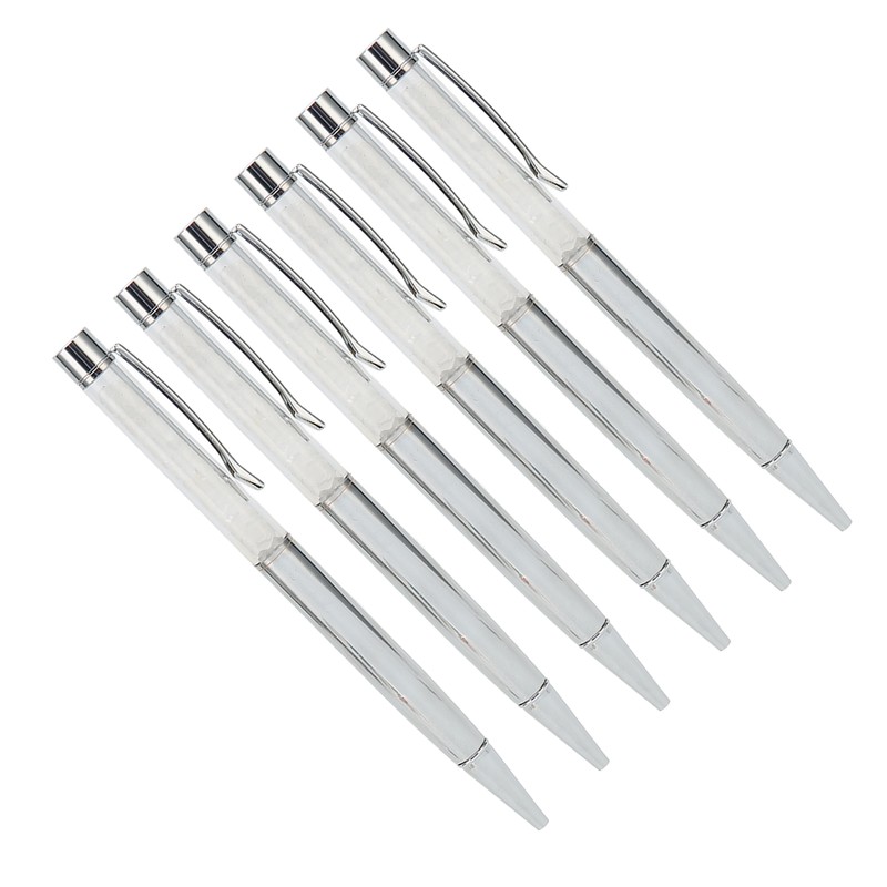6Pcs Ball Point Pen Crystal Stone Replaceable Refill Elegant Multi
