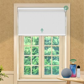 Allesin Motorized Roller Blinds with Remote Control for Windows, Blackout Smart Roller Shade, Battery Powered Electric Smart Blind (Snow White,H72 x W23)