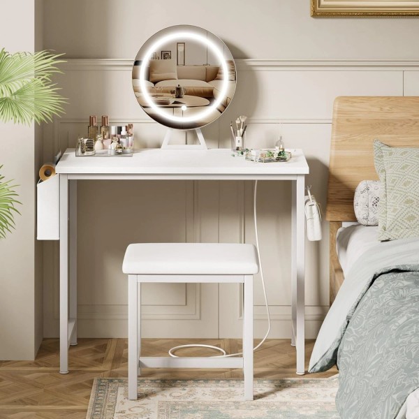 Makeup Vanity Desk with Mirror and Lights Small White Dressing