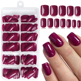 AddFavor Press on Nails Short Square - 240pcs Purple Fake Nails with Nail Glue & Adhesive Tabs, 10 Sizes Glue on Nails for Women & Girls Fingernails Manicure