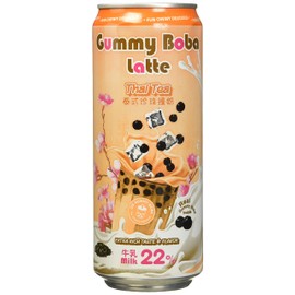 O's Bubble Gummy Boba Latte Canned Bubble Tea Drink With Chewy Boba Pearls (Konjac), 22% whole milk blend, 470ml(15.9 fl oz/can), THAI TEA, (Pack of 12)