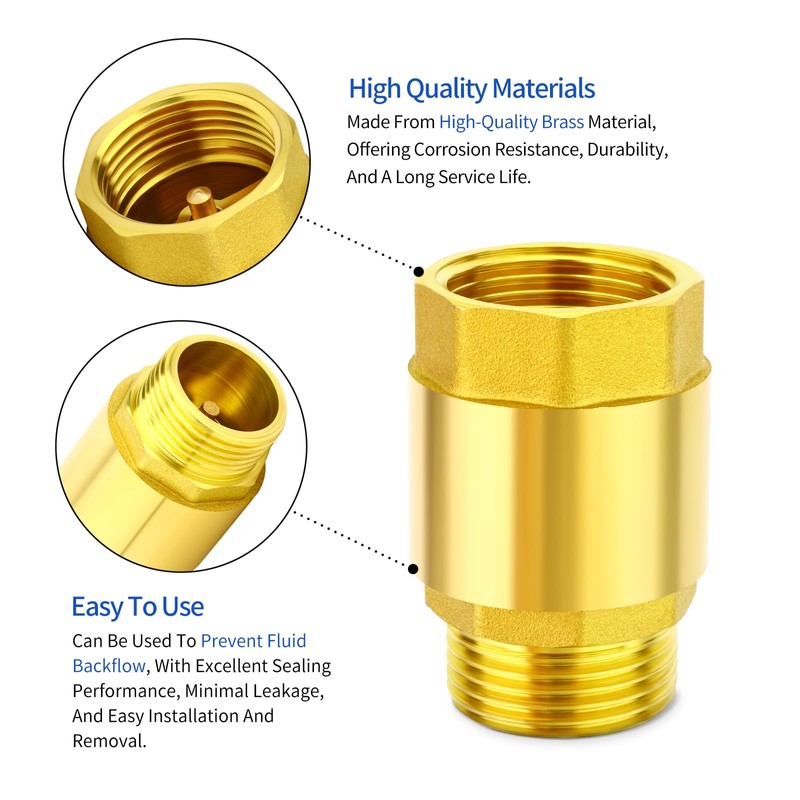 ERGAOBOY 1Pcs Brass One-Way Check Valve, 1/2" BSP Thread Female