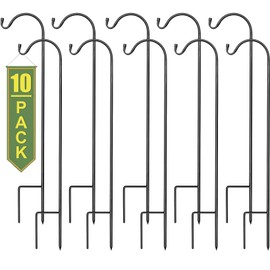 Sorbus Shepherds Hooks for Outdoor - Set of 10 Extendable Garden Planter Stakes for Bird Feeders, Outdoor Décor, Plants, Lights, Lanterns, Flower Baskets and More! Supports Up to 6.5 Lbs. (10 Pack)