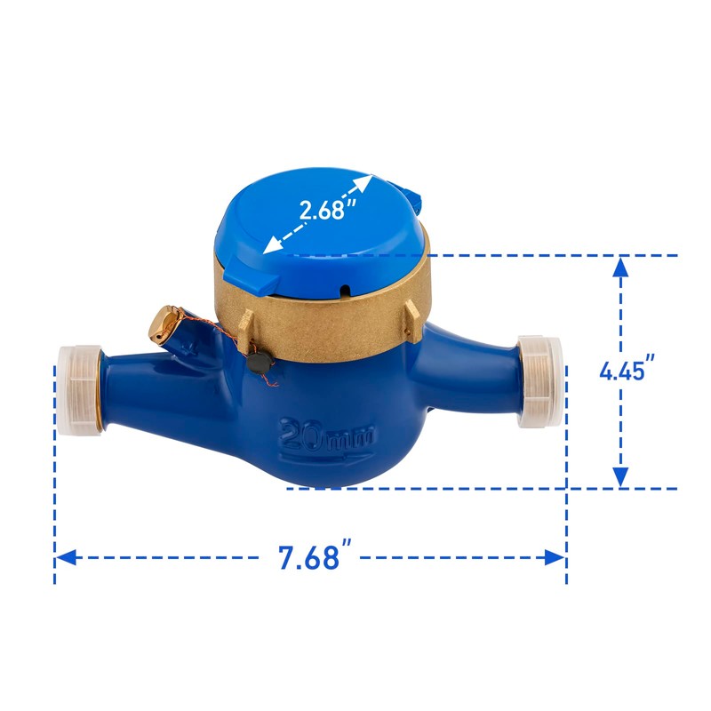 MEASUREMAN 3/4" Non-Pulsed Multi-Jet Cubic Meter Water Meter Brass Body