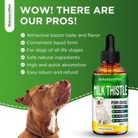 Milk Thistle for Dogs | Dog Liver Supplement for All Ages and Breeds | Here is Only Herbal Composition | + Attractive and Super Yummy Bacon Flavor | 2 Oz
