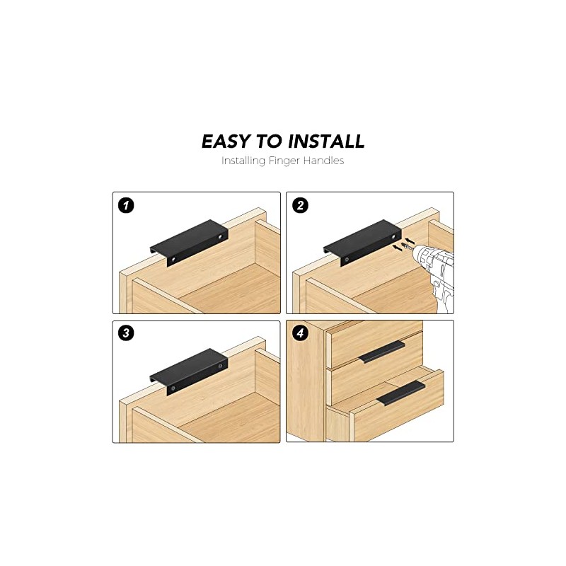 Ravinte 6 Pack Finger Pulls for Cabinets 80mm/3.15" Length Black