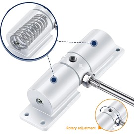 Automatic Spring Door Closer, Adjustable Door Spring Closer for Interior Door, Quiet Auto Door Closing for Door Weights 20-35kg, with Adjusting Rod and Screws (White)