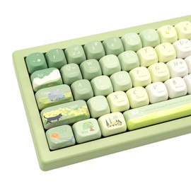 GEKUCAP PBT Keycaps 132 Keys Spring Theme Green Key caps Dye-Sublimation Cute Keycap XOA Profile Custom Keycaps Set for Cherry Gateron MX Switches Mechanical Keyboards