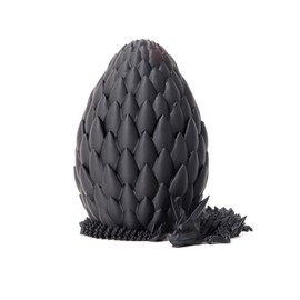 Flavery 3D Dragon Egg - Easter Egg with Flexible Dragon Inside, Large 3D Printed Gift,Figurine Decor, Executive Desk Toy(12” Dragon, Black)