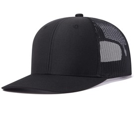 Men's 112 Trucker Hat Baseball Cap Dad Hat Adjustable Snapback Mesh Cap (Polyester, Black)