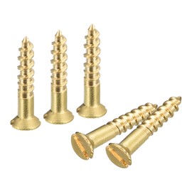 sourcing map Brass Wood Screws, 30Pcs M2 x 12mm Slotted Drive Flat Head Self Tapping Screw Countersunk for Woodworking Furniture