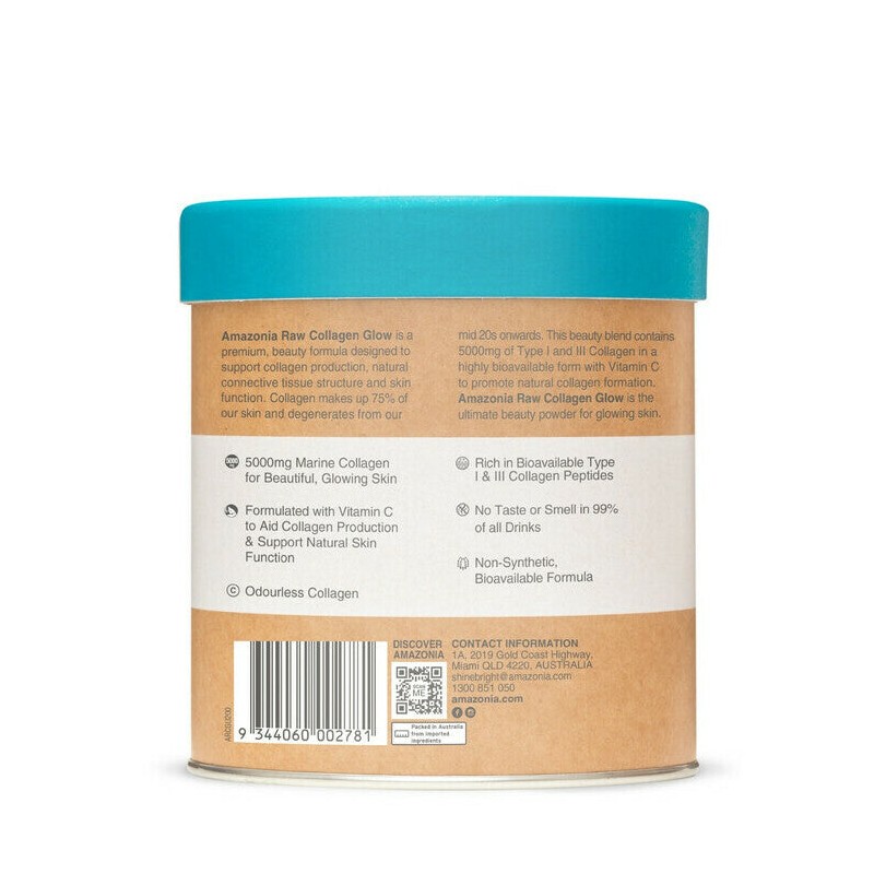 Amazonia Raw Beauty Collagen Glow, Unflavoured 200g