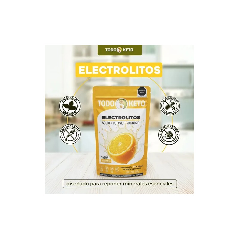 Todo Keto Electrolitos Con Stevia Sabor Naranja Sin Azúcar