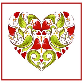 Art Nouveau Heart Design Valentines Counted Cross Stitch Pattern