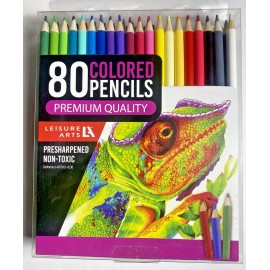 LeisureArts 80 -ack Premium Quality Pre-Sharpened Colored Pencils ~ non-toxic