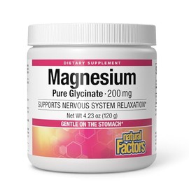 Natural Factors, Bisglicinato de magnesio puro 200 mg, 4.5 onzas en polvo